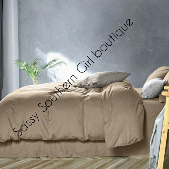 ⭐🆕 Khaki Washed Cotton Duvet Cover Set - Picture 2 of 11